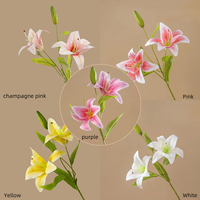 Bunga Lily Buatan 3D Cetak Dua Kepala dari PVC Karet Lebih Lembut, Realistis, Tahan Air, Grosir Tanaman Hijau Pabrik untuk Pernikahan