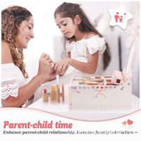 Meilleures ventes : Ensemble de jeu de maquillage et petite coiffeuse en bois pour enfants, style scandinave unisexe, avec miroir rose, Zhejiang