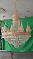 Lustre de mosquée islamique lustre d'escalier d'éclairage arabe pour le projet de masjid lustre en cristal de lampe de couleur dorée