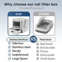 Grande litière pour chat en acier inoxydable entièrement fermée, pliable, type tiroir, facile à nettoyer, toilette spacieuse pour chats de grande taille