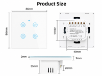 Interruptor de Luz Táctil Inteligente OCY TuYa Zigbee de 1, 2, 3 y 4 Botones, Funciona con la Aplicación Tuya y Control por Voz