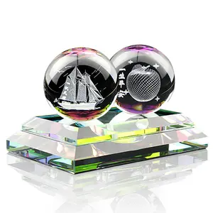 Kristal 3d lazer kazınmış topu onur araba parfüm dekorasyon için boş dekoratif kristal top