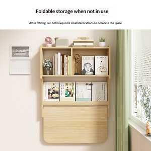 <span class=keywords><strong>Bureau</strong></span> pliable <span class=keywords><strong>mural</strong></span> intégré à la table de chevet, table d'étude, bibliothèque pour la maison et la chambre - Product Image 4