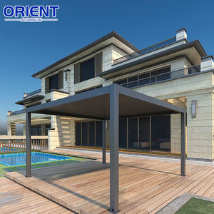 Pergola en aluminium avec pare-vent, pergola entièrement en aluminium avec toit réglable imperméable, <span class=keywords><strong>abri</strong></span> solaire extérieur pour patio - Product Image 6