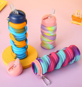 Hot bán 500 ml tái sử dụng Silicone gấp nắp chai nước thân thiện với môi thiết kế mới du lịch ngoài trời ly nhựa - Product Image 1