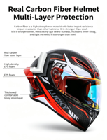 Casque de moto en carbone intégral, coque en fibre de carbone pour adultes, pour la conduite quotidienne et les voyages, tailles M-XXL, casque en carbone forgé