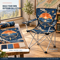 Chaise de camping en gros avec accoudoir unique, porte-gobelet et logo et motif personnalisés pour les excursions tout-terrain