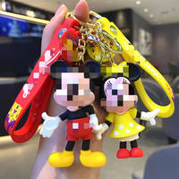 Poupée 3D Mickey Minnie Mouse Porte-clés PVC Dessin Animé Conception Anti-Perdu Cadeau pour Enfants Accessoires de Clé de Voiture Personnalisée