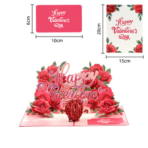 3D Valentine's Day Greeting Card Pop Up Rose Heart Design Premium Handmade Art - Product Image 3