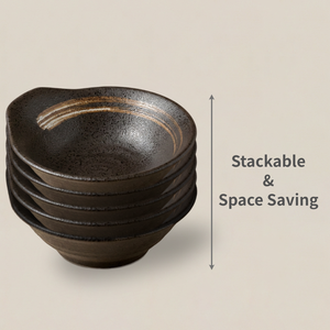 Bol en céramique japonais noir mat empilable multi-usages pour la sauce - Product Image 3