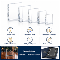 Trophée en cristal personnalisé avec logo gravé, plaque optique K9, cadeau de reconnaissance d'entreprise en gros pour cérémonie événementielle
