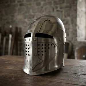 Casque de Bascinet Médiéval SCA, Casque de Chevalier pour Joute, Armure en Acier Calibre 18, Réenactement de Chevalier, Artisanat Métallique Calibre 18 - Product Image 1