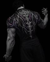 T-shirt de sport gothique pour homme, en polyester et élasthanne haute élasticité, coupe ajustée pour musculation et entraînement de force