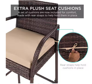 <span class=keywords><strong>Wicker</strong></span> thanh phân ngoài trời Patio mây ghế kim loại khung thiết lập của hai với tan đệm - Product Image 6