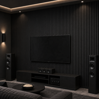 Panneau acoustique en bois noir WYRAX, panneau acoustique en bois à lattes noires, panneau acoustique en feutre noir pour salle de cinéma