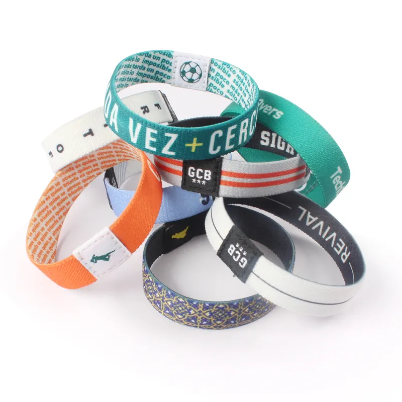 Custom polyester fashion elastic fabric bracelet wristband