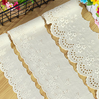 Dentelle en coton large en gros, dentelle blanche en coton, dentelle à volants, dentelle à œillets, dentelle brodée, bordures pour vêtements de bébé et d'enfant