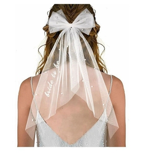 Lazo de perlas de doble capa para novia, accesorio para el cabello de boda de encaje bordado a mano con <span class=keywords><strong>peineta</strong></span> nupcial de diamantes de imitación, regalos - Product Image 2