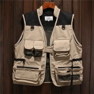 New 2019 fall fashion photography men's overalls multi pocket vest