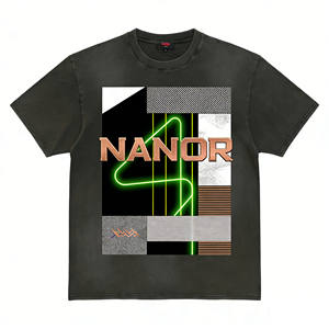 <span class=keywords><strong>T</strong></span>-shirt oversize tendance à manches courtes gris foncé vintage style cyberpunk avec patchwork et imprimé lettres, coupe ample - Product Image 3