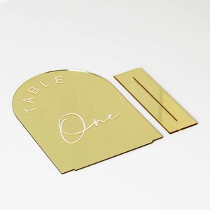 アーチ型アクリルカスタマイズ可能なQRコード表示ホルダー結婚式のテーブル番号1-20スタンド-結婚式の装飾のための黒のテーブル番号 - Product Image 3