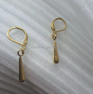 Pendientes de acero inoxidable para mujer, oro amarillo sólido de 18k, aretes de gota de lágrima - Product Image 5