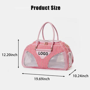 2025 yeni lüks tasarımcı köpek sırt çantası taşıyıcı arabasından fermuar katı pembe peluş nefes örgü pencere taşınabilir açık <span class=keywords><strong>Pet</strong></span> - Product Image 2