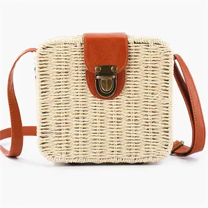 Bolsa De Paja Cinta Negra Cesta Boho Crossbody Tocante Boga Para Mujeres Tota La Playa Novia Rosa Bolsos Cana hichos A Mano