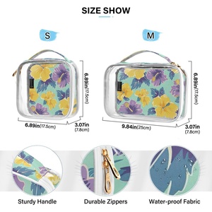 New Arrival Hawaiian Hibiscus Flower Print Small Transparent PVC Clear Cosmetic Make-Up Bags Toiletry Bag for Women Travel - Product Image 3