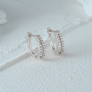 CANNER Custom 5A Cubic Zirconia Minimalist Jewelry 18K Gold Plated Double Hoop <b>Huggies</b> <b>Earrings</b> 925 <b>Sterling</b> <b>Silver</b> for Women - Product Image 3