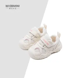 Ebmini fashion color matching breathable mesh surface soft sole comfortable kids casual toddler shoes