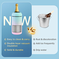 Refroidisseur de bouteille de vin portable 750 ml en acier inoxydable, garde votre vin au frais jusqu'à 6 heures sans glace