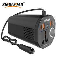 Convertisseur de puissance pour voiture 200W à onduleur sinusoïdal modifié, intégré au porte-gobelet, DC12V vers AC220V, avec QC3.0 et PD30W, direct usine