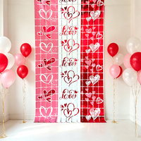 Rideau à franges en aluminium carré Saint-Valentin Rose Blanc Rouge, pour proposition romantique, promesse éternelle, cadeau pour amoureux, finition mate, pour revendeurs