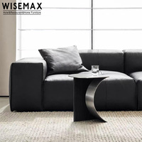 WISEMAX FURNITURE Table d'angle moderne pour salon, structure en métal, table d'appoint en cuir pour hôtel, café, bureau, villa