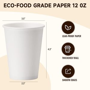 Tasses à café jetables blanches en vrac de 12 oz Paquet de 300 récipients de boisson chaude pour les fêtes cafés servant du café chaud au chocolat - Product Image 2