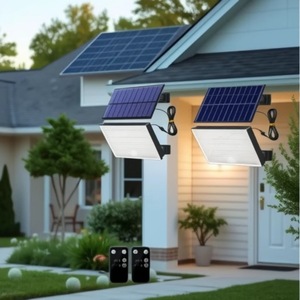 <span class=keywords><strong>Lampe</strong></span> <span class=keywords><strong>solaire</strong></span> LED extérieure étanche IP65 avec télécommande infrarouge 5000K Lumière du jour <span class=keywords><strong>à</strong></span> intensité variable pour mur extérieur de villa - Product Image 1