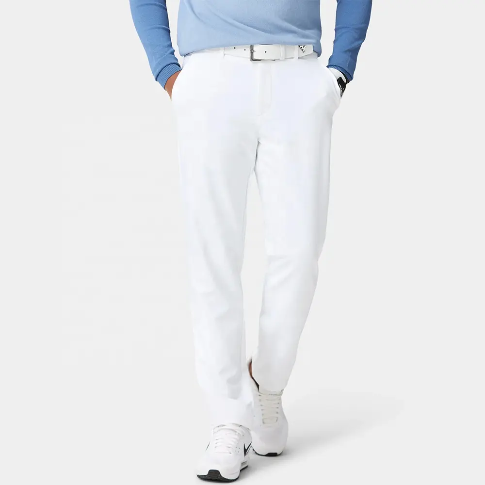 도매 남자 흰색 운동 스포츠 착용 4 방향 스트레치 슬림 핏 캐주얼 스트레이트 다리 골프 바지 바지