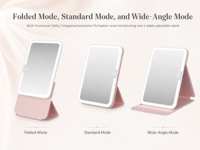 Espejo Cosmético Plegable Portátil de Viaje con Luz LED para Maquillaje, con Índice de Reproducción Cromática de 85 y Atenuación Gradual