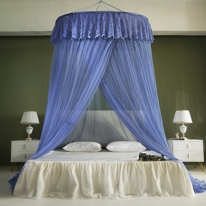Dosel de Cama Redondo Azul Claro Estilo Americano con Bordado de Princesa y Mosquitero con Bordado Elegante - Product Image 1