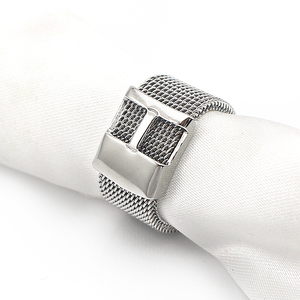Stainless Steel Mesh Belt Buckle <strong>Rings</strong> for Men and Women <strong>Silver</strong> Wedding <strong>Bands</strong> 10mm - Product Image 3