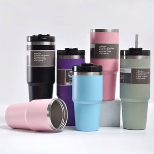 Custom BPA Free 20Oz 30Oz Double Wall Insulated Stainless Steel Vacuum Flask Sport Travel Car Water <b>Bottle</b> Tumbler With Straw - Product Image 5