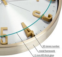 Reloj de Pared Moderno y Sencillo de Metal de 12 Pulgadas, Números 3D de Lujo, Control por Radio, Silencioso, Redondo, Dorado, Bronce, Personalizado, Atómico, de Aluminio