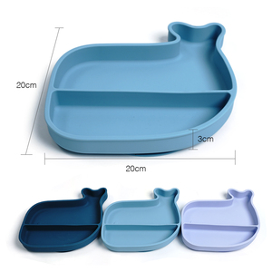 Assiette à ventouse en silicone de qualité alimentaire sans BPA, design divisé, antidérapante, pour tout-petits, bébés et enfants, vaisselle pour les repas - Product Image 3