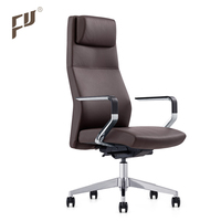 Fauteuil de bureau exécutif Furicco en cuir, design européen moderne, noir, dossier haut, écologique, mécanisme synchronisé