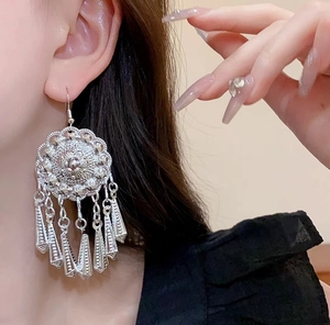 Bán buôn handmade miao Bạc dân tộc bông tai-độc đáo hoa dangles, tua dài, Bohemian phong cách - Product Image 5