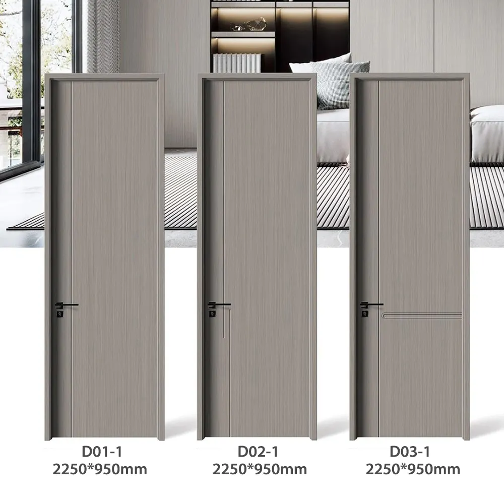 Nuevo diseño dormitorio 2250*950mm ignífugo impermeable insonorizado interior puertas planas de madera maciza