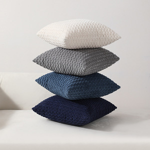 Housses de <span class=keywords><strong>coussin</strong></span> décoratives neutres de Noël Housse de <span class=keywords><strong>coussin</strong></span> carrée en velours côtelé Boho doux pour l'automne hiver - Product Image 6