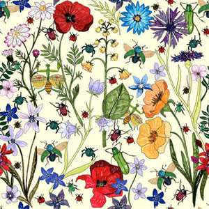 Ensemble de 2 torchons dessinés à la main par Sofia Franciosini, design Bugs Life, accessoires de cuisine éclectiques - Product Image 1