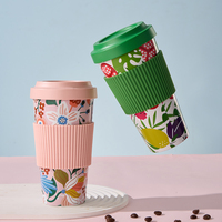 Tasse à café de voyage en plastique RPET réutilisable environnementale avec couvercle en silicone